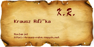 Krausz Réka névjegykártya